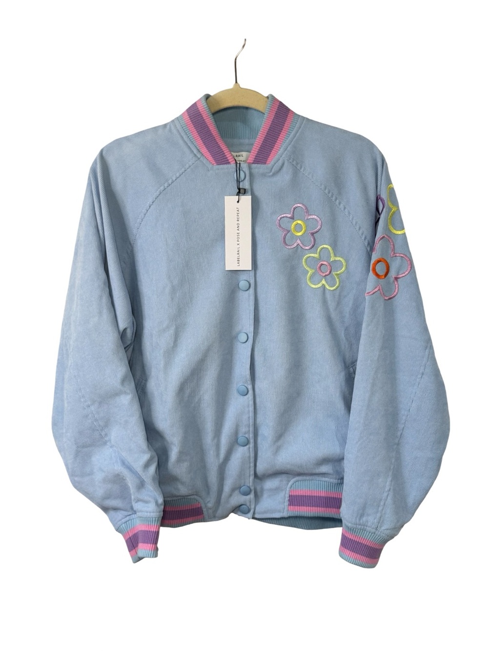 🌸🌼 ASOS LabelRail x‎ Pose and Repeat Bomber Jacket w/  Flower Embroidery
